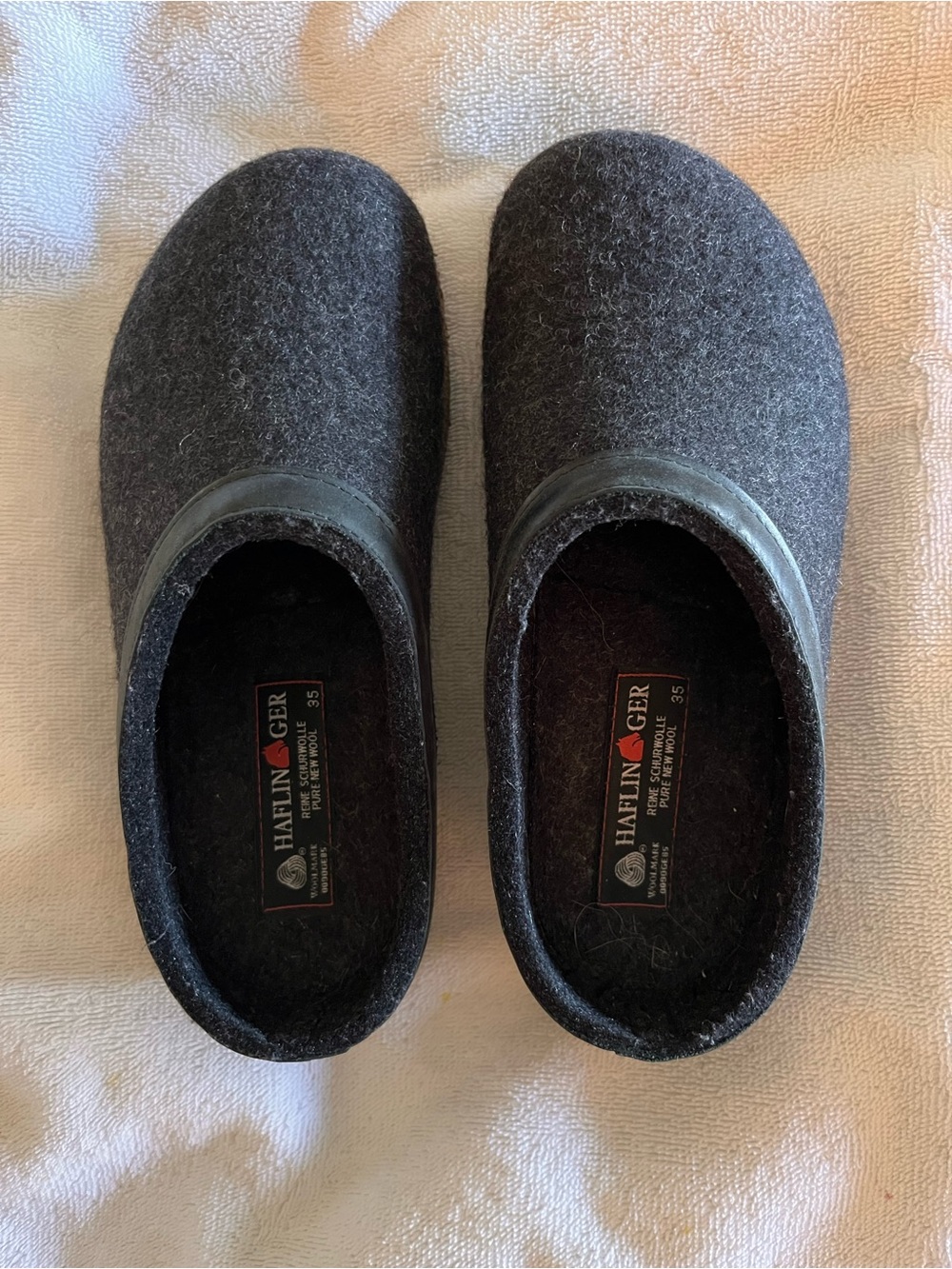 ♦️HAFLINGER Womens Dark Gray Wool Slip-On Clogs